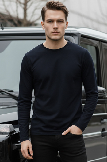 Marineblaues Herren Dstreet Longsleeve LX0580