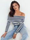 Damen Bluse mit langen Ärmeln CLIERS Farbe Weiß-Dunkelblau DSTREET RY2376