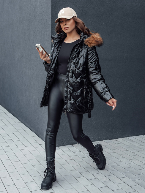 Damen Winterjacke mit Fell LANE schwarz Dstreet TY4515