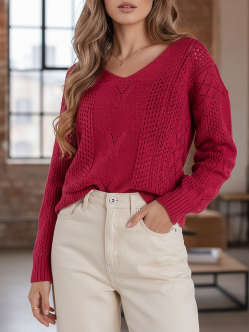 Damen Lange Pullover DARIA Farbe Rot DSTREET MY1719