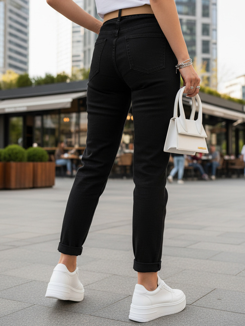 Women's mom fit Hose mit Gürtel schwarz Dstreet UY2873