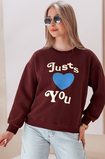 Bedrucktes Damen-Sweatshirt in Übergröße FEELME burgundy Dstreet BY1474