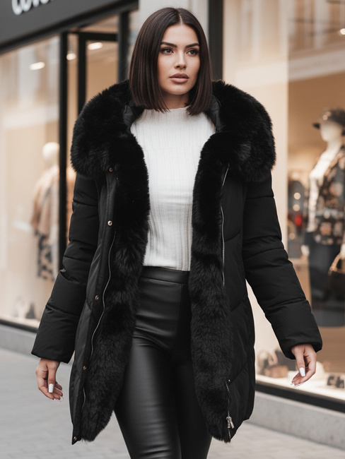 Damen Winterjacke MORISIO lang gesteppt mit Kapuze schwarz Dstreet TY4702z