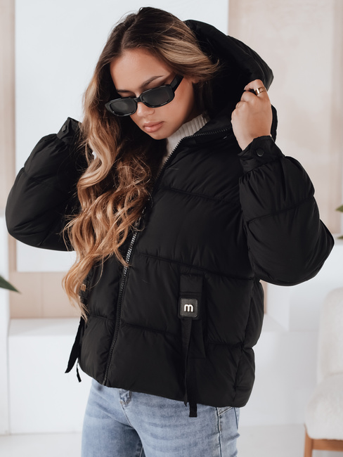 Gesteppte Damen Winterjacke mit Kapuze schwarz Dstreet TY5064