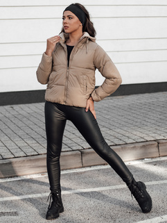 Damen Winter kurz GLAMVO Daunenjacke mit Kapuze braun Dstreet TY4618_2