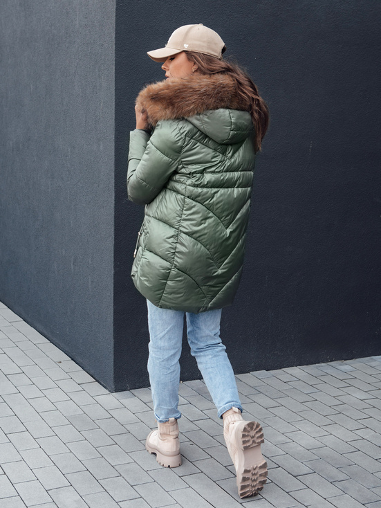 Damen Winterjacke mit Kapuze WINTERCHIC grün Dstreet TY4435