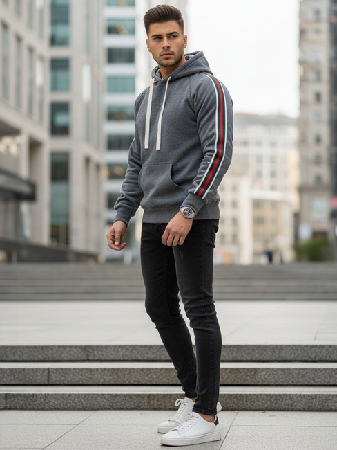 Grauer Herren-Kapuzenpullover Dstreet BX5938