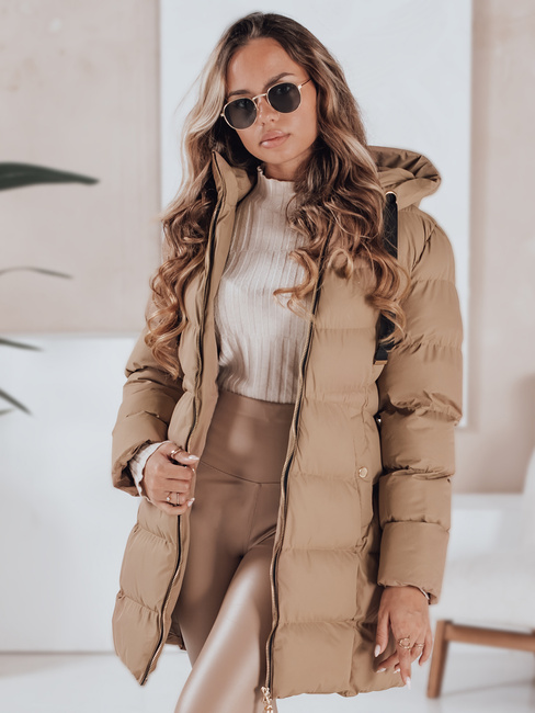 Damen Winterjacke mit Kapuze GABRIELLE dunkelbeige Dstreet TY4363