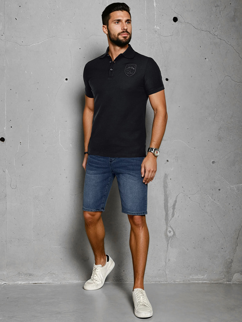 Herren Poloshirt mit Patch schwarz Dstreet PX0624
