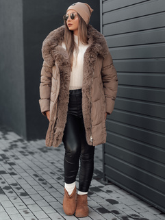 Damen Winterjacke MORISIO lang gesteppt mit Kapuze dunkelbeige Dstreet TY4701_2