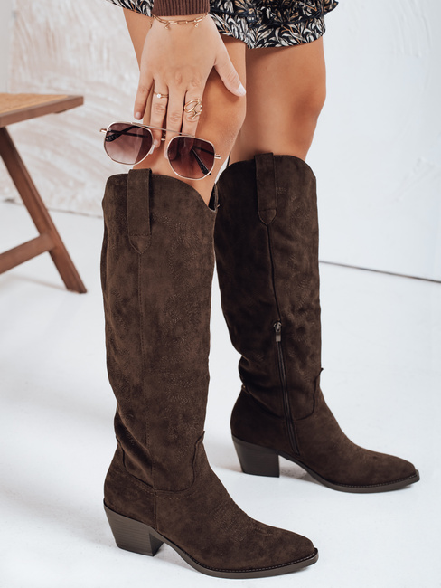 Damen Wildleder Cowboystiefel braun Dstreet ZY1106
