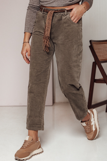 Damen Cordhose Einheitsgröße SOFTYLA mit khakifarbenen Streifen Dstreet UY2280