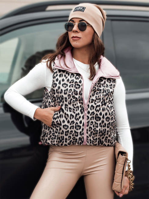 Damen LEOVELLA Übergangsweste kurz gesteppt beidseitig rosa Weste Dstreet TY5492