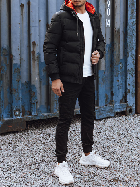 Herren Steppwinterjacke mit Kapuze schwarz Dstreet TX4828