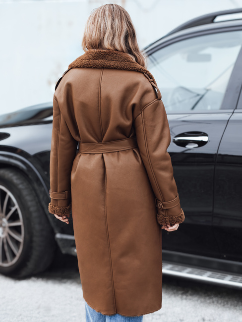 Damen Wintermantel CHICFROST lang braun Leder Dstreet TY4992