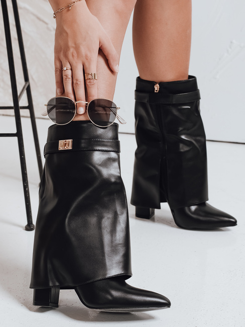 Damen Stiletto-Stiefel mit breitem Schaft schwarz Dstreet ZY1116