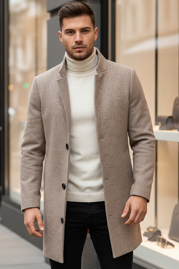 Herren Einreihiger Mantel Braun Dstreet CX0442