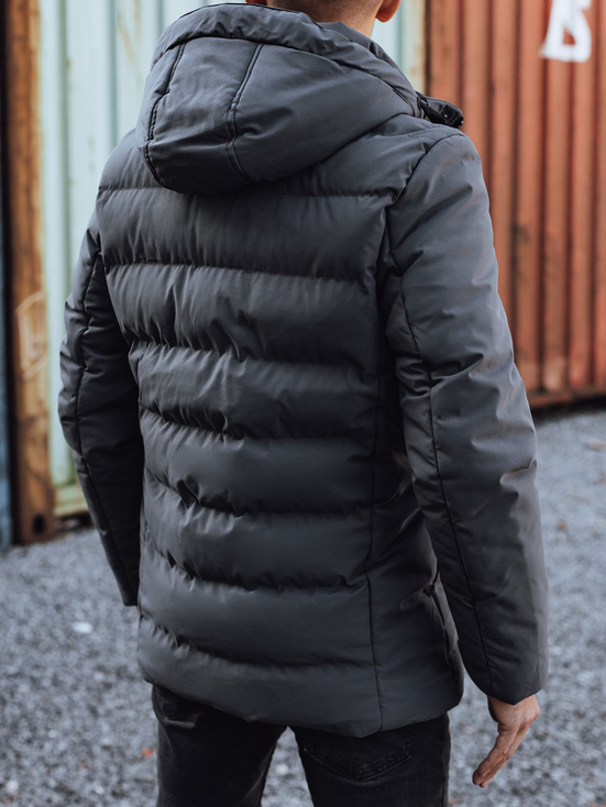 Herren Steppwinterjacke mit Kapuze dunkelgrau Dstreet TX4940