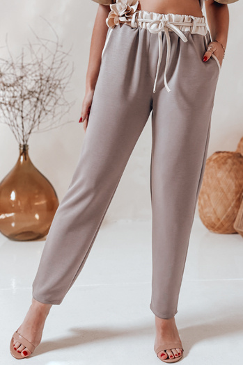 Damen Butter Freizeithose mit Blumen LEGISSA Jogginghose cappuccino Dstreet UY2407