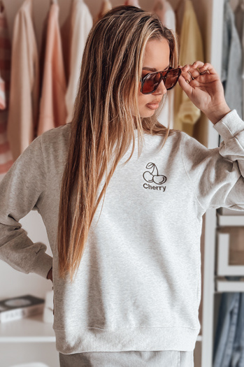 Damen Sweatshirt in Übergröße mit Stickerei CHERSOFT grau Dstreet BY1402