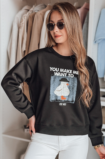 Damen Oversize bedrucktes Sweatshirt GOOSHY schwarz Dstreet BY1429