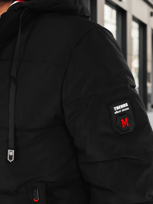 Herren Winterjacke mit Kapuze schwarz Dstreet TX5087z