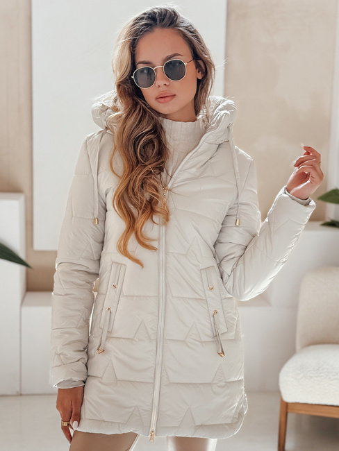 Damen Steppwinterjacke mit Kapuze hellgrau Dstreet TY5092