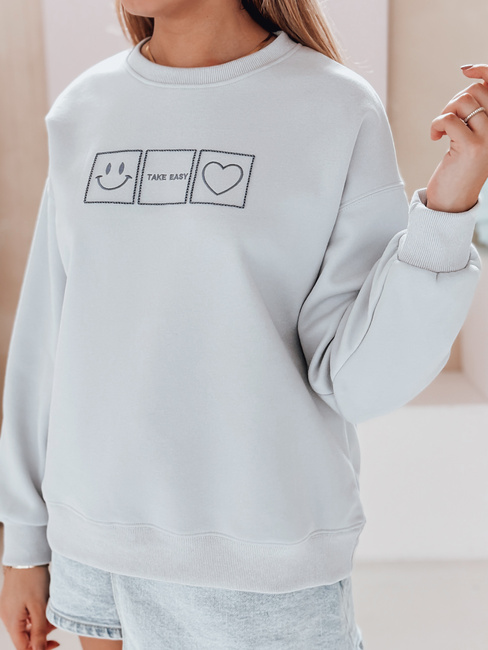 Damen Sweatshirt in Übergröße mit Stickerei EASYJOY blau Dstreet BY1516