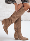Damen Wildleder Cowboystiefel beige Dstreet ZY1154