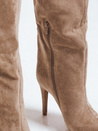 Beigefarbene Damenstiefel aus Wildleder mit Absatz Dstreet ZY1113