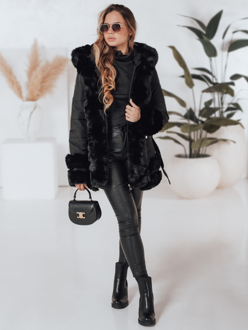 CITYGLANCE Damen Winterjacke mit Kunstfell schwarz Dstreet TY5045