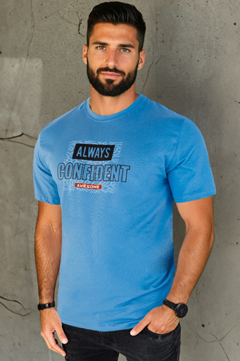 Herren T-shirt mit Aufdruck Farbe Blau DSTREET RX5408