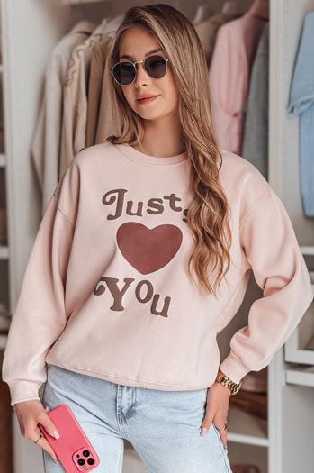 Bedrucktes Damen-Sweatshirt in Übergröße FEELME rosa Dstreet BY1473