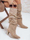 Damen Stiefel mit Crinkle Schaft beige Wildleder Dstreet ZY1123