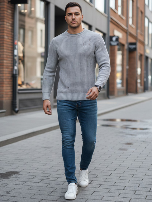 Herren Klassische Pullover Farbe Hellgrau DSTREET WX1989