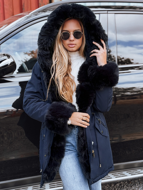 Damen Winter Parka Jacke mit Fell CHARMFUR schwarz Dstreet TY4771