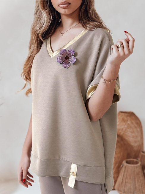 Damenbluse in Übergröße SHINE LOVE mocha Dstreet RY2911