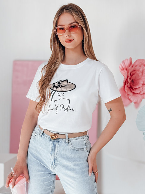 Bedrucktes Damen-T-Shirt WOMANPOW weiß Dstreet RY2804
