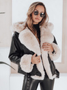 Damen Winterjacke Leder Ramsleder mit Fell schwarz Dstreet TY5118