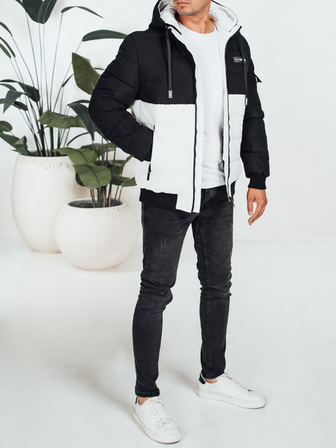 Herren Winterjacke mit Kapuze schwarz und weiß Dstreet TX5050
