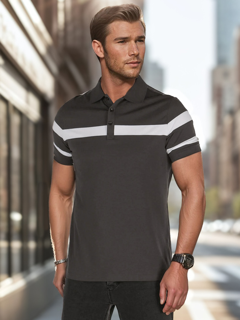Herren Poloshirt mit Streifen dunkelgrau Dstreet PX0630