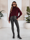 Damen Öko-Leder-Leggings mit Knöpfen schwarz Dstreet UY2726