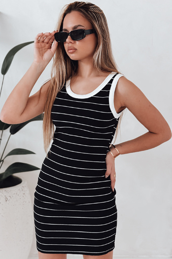 Gestreiftes Damen-Minikleid PREFAB schwarz Dstreet EY2578