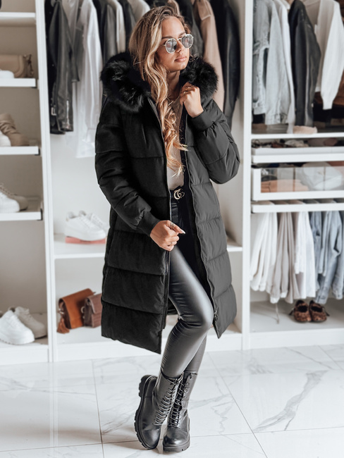 Damen Winterjacke mit Fell TREVERSE schwarz Dstreet TY4498