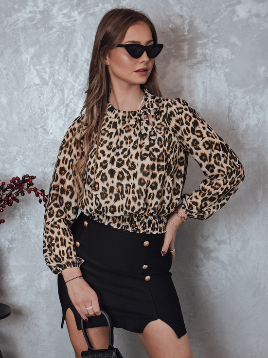 SAVANATOP Damen Bluse in Übergröße mit Leopardenmuster Dstreet RY2711