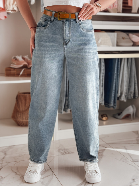 Damen Denim Baggy Hose mit Gürtel NEWFLOVER blau Dstreet UY2458