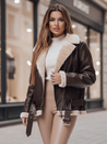 Damen NORFDIMA Lederjacke mit Schafsfell Mantel Kaffee Dstreet TY4736z