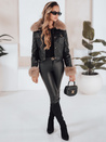 Damen Leder Ramones Jacke mit Pelz schwarz Dstreet TY5206