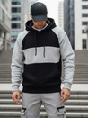 Herren-Kapuzenpullover mit grauen und schwarzen Streifen Dstreet BX5902