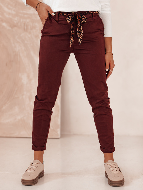 Damen CHARMYOU Denim-Hose mit Gürtel burgund Dstreet UY2271